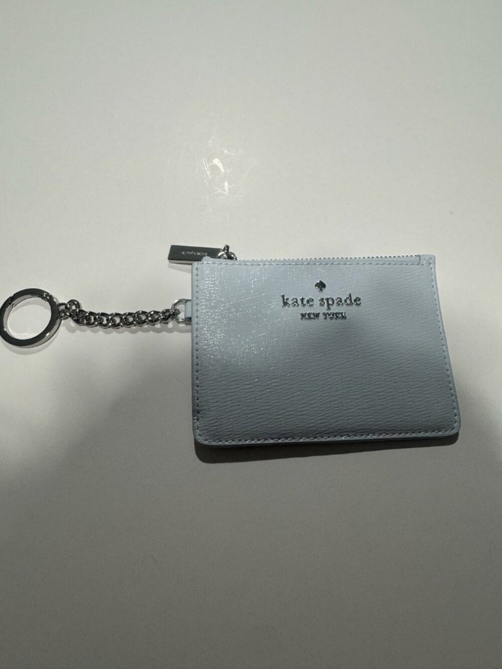 Kate Spade Pale Sapphire Patent Key Ring Card Holder